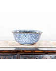 Contemporary Thai Hand-Painted Blue and White Porcelain Bowl with Floral Motifs-3. Asian & Chinese Furniture, Art, Antiques, Vintage Home Décor for sale at FEA Home