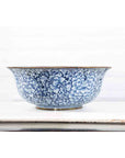 Contemporary Thai Hand-Painted Blue and White Porcelain Bowl with Floral Motifs-2. Asian & Chinese Furniture, Art, Antiques, Vintage Home Décor for sale at FEA Home