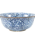 Contemporary Thai Hand-Painted Blue and White Porcelain Bowl with Floral Motifs-1. Asian & Chinese Furniture, Art, Antiques, Vintage Home Décor for sale at FEA Home