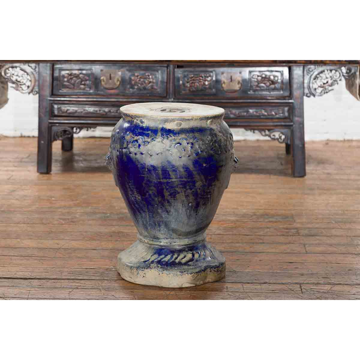 Blue Glazed Qing Dynasty Garden Seat-3. Asian & Chinese Furniture, Art, Antiques, Vintage Home Décor for sale at FEA Home