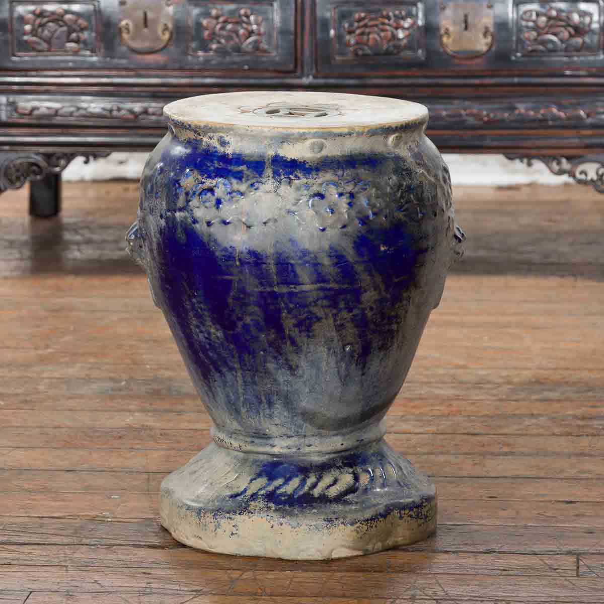 Blue Glazed Qing Dynasty Garden Seat-2. Asian & Chinese Furniture, Art, Antiques, Vintage Home Décor for sale at FEA Home