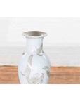 19th Century White Altar Vase with Silver Floral Design-9. Asian & Chinese Furniture, Art, Antiques, Vintage Home Décor for sale at FEA Home