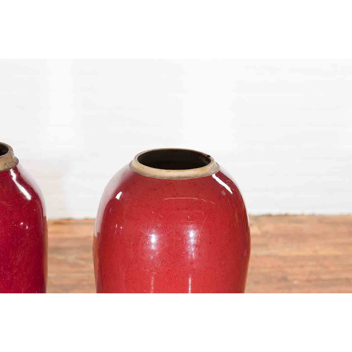 Vintage Oxblood Glazed Chinese Altar Vases with Unglazed Rims, Sold Individually-11. Asian & Chinese Furniture, Art, Antiques, Vintage Home Décor for sale at FEA Home