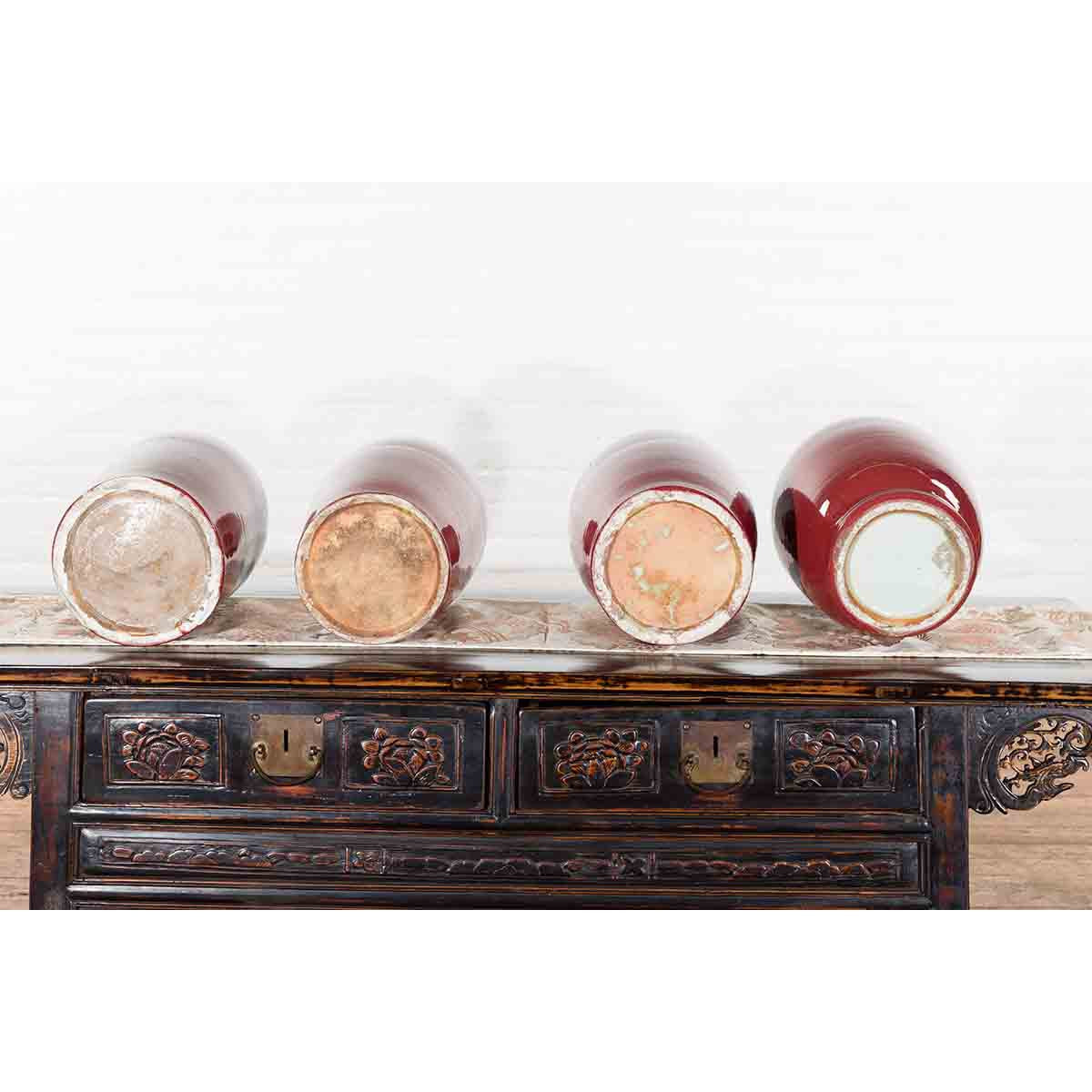 Vintage Oxblood Glazed Chinese Altar Vases with Unglazed Rims, Sold Individually-14. Asian & Chinese Furniture, Art, Antiques, Vintage Home Décor for sale at FEA Home