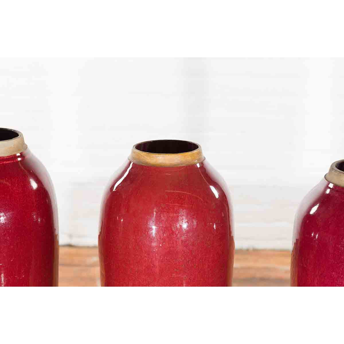 Vintage Oxblood Glazed Chinese Altar Vases with Unglazed Rims, Sold Individually-9. Asian & Chinese Furniture, Art, Antiques, Vintage Home Décor for sale at FEA Home