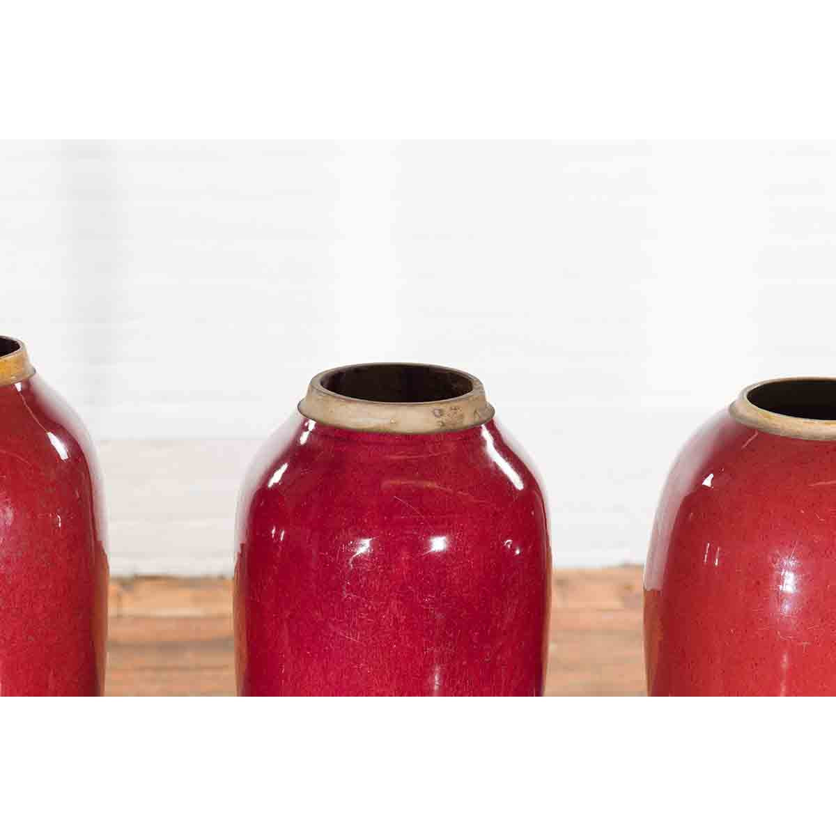 Vintage Oxblood Glazed Chinese Altar Vases with Unglazed Rims, Sold Individually-10. Asian & Chinese Furniture, Art, Antiques, Vintage Home Décor for sale at FEA Home