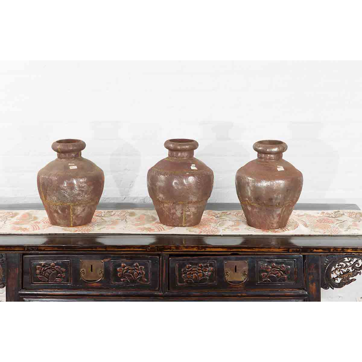 Set of Three 19th Century Antique Indian Metal Vessels-12. Asian & Chinese Furniture, Art, Antiques, Vintage Home Décor for sale at FEA Home