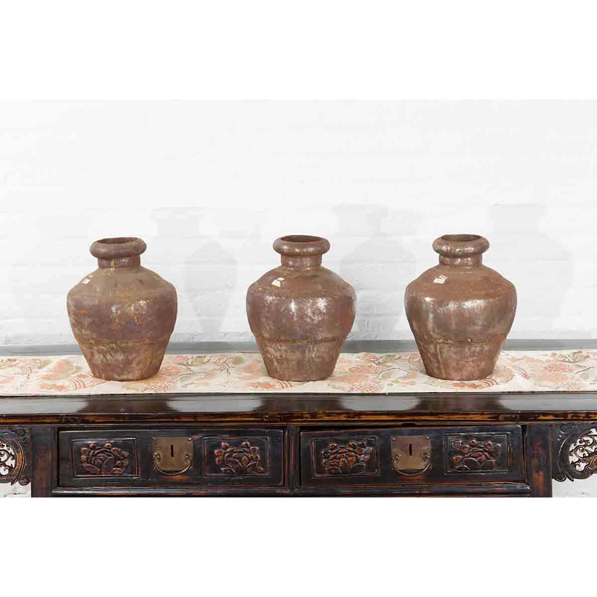 Set of Three 19th Century Antique Indian Metal Vessels-13. Asian & Chinese Furniture, Art, Antiques, Vintage Home Décor for sale at FEA Home