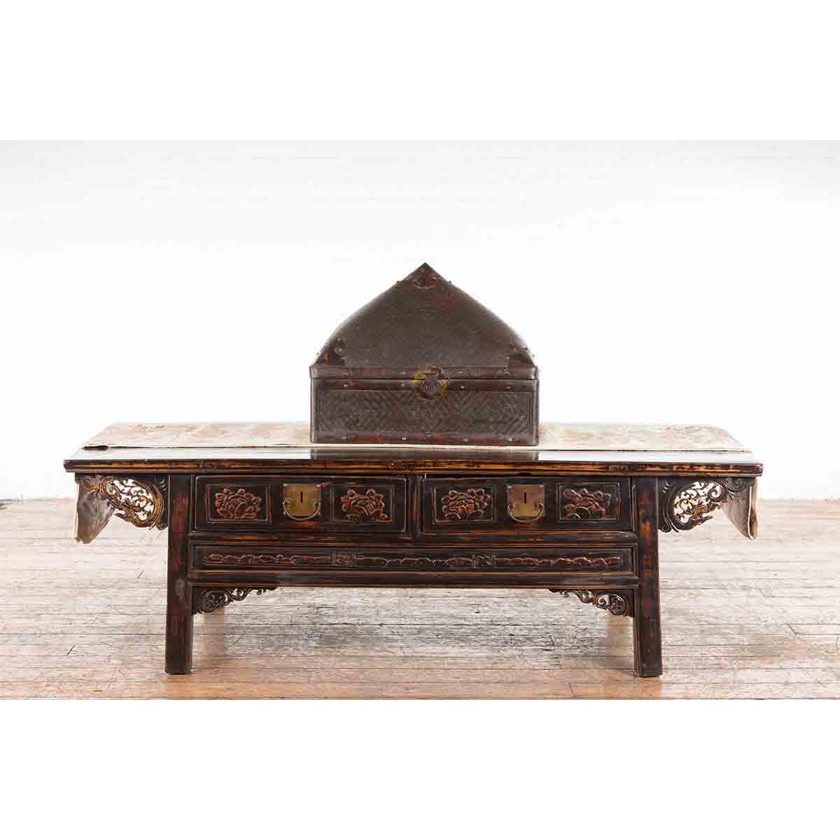 Chinese Early 20th Century Brown Rattan Pillow Basket with Pyramidal Topq-3. Asian & Chinese Furniture, Art, Antiques, Vintage Home Décor for sale at FEA Home