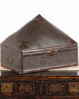 Chinese Early 20th Century Brown Rattan Pillow Basket with Pyramidal Topq-2. Asian & Chinese Furniture, Art, Antiques, Vintage Home Décor for sale at FEA Home
