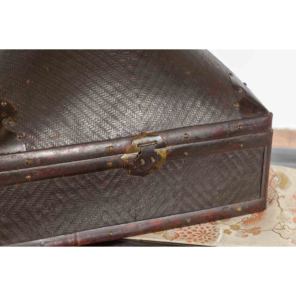 Chinese Early 20th Century Brown Rattan Pillow Basket with Pyramidal Topq-8. Asian & Chinese Furniture, Art, Antiques, Vintage Home Décor for sale at FEA Home
