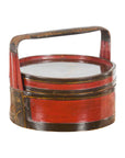 Chinese Vintage Round Picnic Basket with Gilt Chinoiserie Design-1. Asian & Chinese Furniture, Art, Antiques, Vintage Home Décor for sale at FEA Home