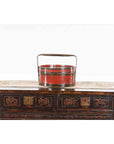 Chinese Vintage Round Picnic Basket with Gilt Chinoiserie Design-5. Asian & Chinese Furniture, Art, Antiques, Vintage Home Décor for sale at FEA Home