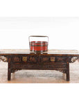 Chinese Vintage Round Picnic Basket with Gilt Chinoiserie Design-6. Asian & Chinese Furniture, Art, Antiques, Vintage Home Décor for sale at FEA Home