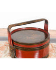 Chinese Vintage Round Picnic Basket with Gilt Chinoiserie Design-10. Asian & Chinese Furniture, Art, Antiques, Vintage Home Décor for sale at FEA Home