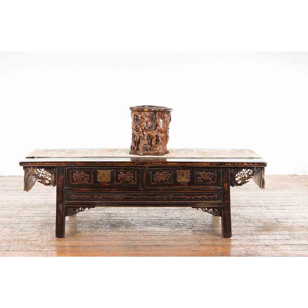 Chinese Rustic Vintage Oval Root Planter with Dark Brown Patina-3. Asian & Chinese Furniture, Art, Antiques, Vintage Home Décor for sale at FEA Home