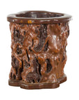 Chinese Rustic Vintage Oval Root Planter with Dark Brown Patina-1. Asian & Chinese Furniture, Art, Antiques, Vintage Home Décor for sale at FEA Home