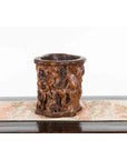 Chinese Rustic Vintage Oval Root Planter with Dark Brown Patina-4. Asian & Chinese Furniture, Art, Antiques, Vintage Home Décor for sale at FEA Home