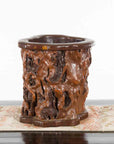 Chinese Rustic Vintage Oval Root Planter with Dark Brown Patina-2. Asian & Chinese Furniture, Art, Antiques, Vintage Home Décor for sale at FEA Home