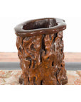 Chinese Rustic Vintage Oval Root Planter with Dark Brown Patina-9. Asian & Chinese Furniture, Art, Antiques, Vintage Home Décor for sale at FEA Home
