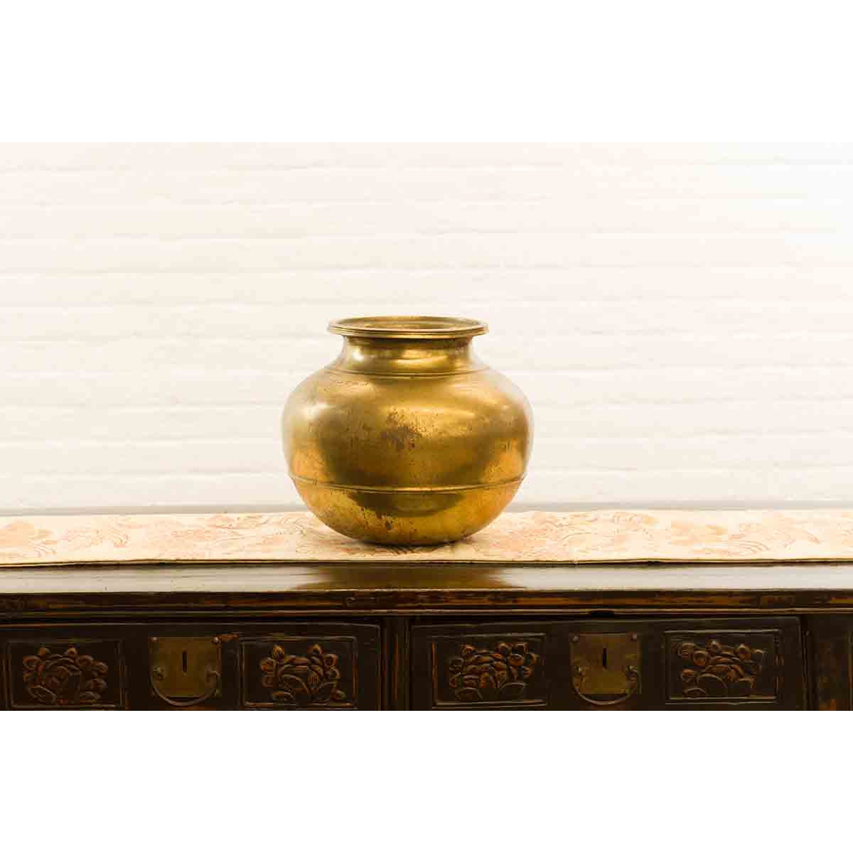 Indian 19th Century Brass Water Jug with Incised Calligraphy-11. Asian & Chinese Furniture, Art, Antiques, Vintage Home Décor for sale at FEA Home