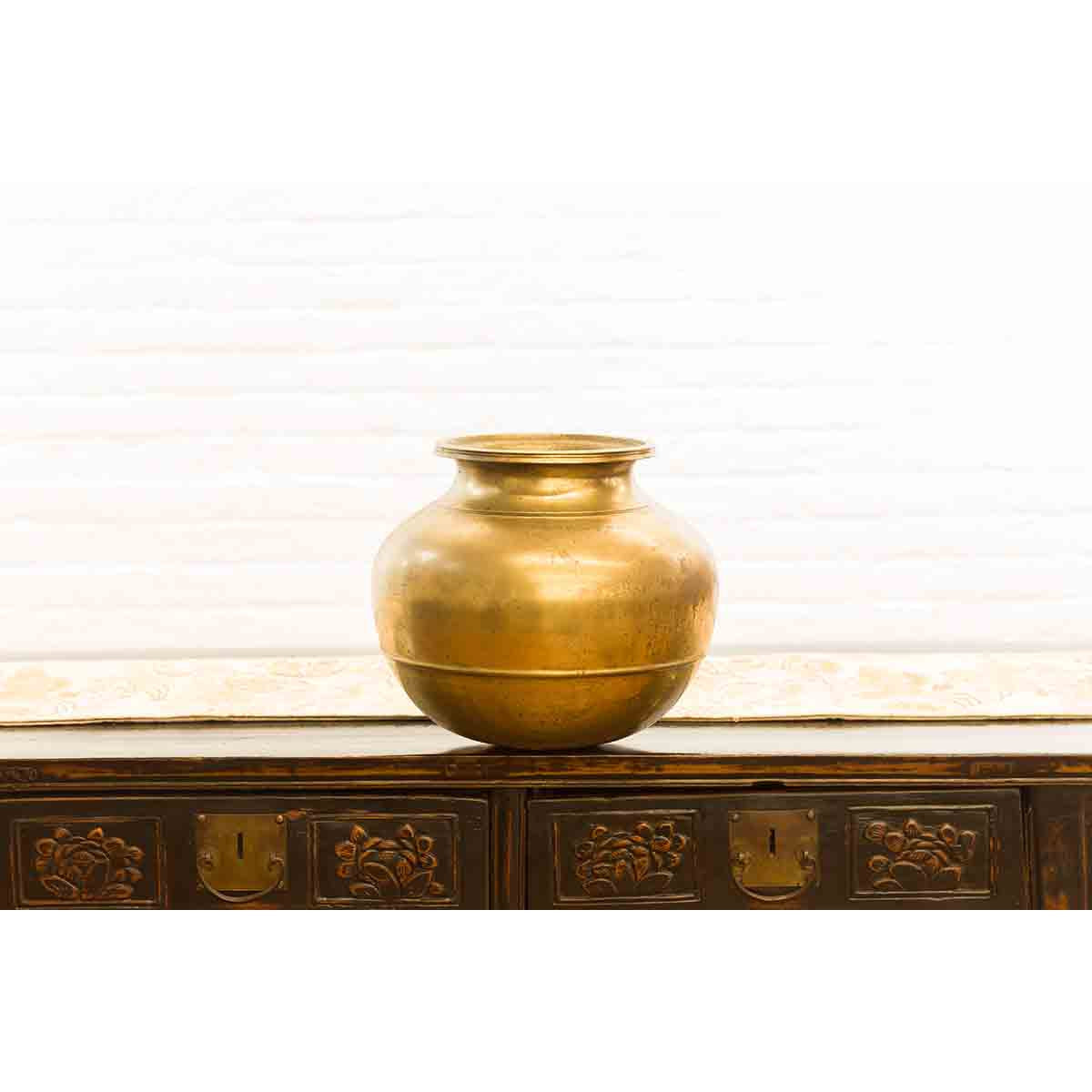 Indian 19th Century Brass Water Jug with Incised Calligraphy-6. Asian & Chinese Furniture, Art, Antiques, Vintage Home Décor for sale at FEA Home