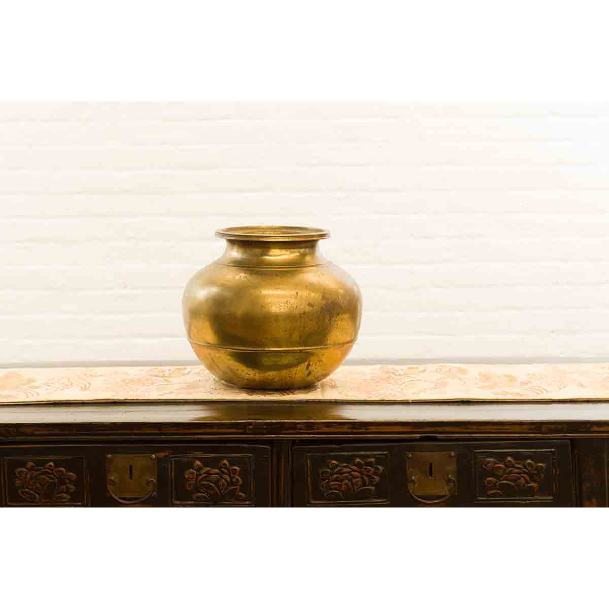 Indian 19th Century Brass Water Jug with Incised Calligraphy-8. Asian & Chinese Furniture, Art, Antiques, Vintage Home Décor for sale at FEA Home