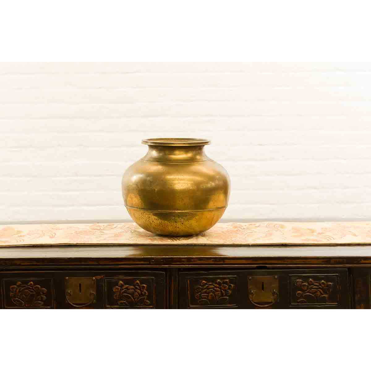 Indian 19th Century Brass Water Jug with Incised Calligraphy-9. Asian & Chinese Furniture, Art, Antiques, Vintage Home Décor for sale at FEA Home