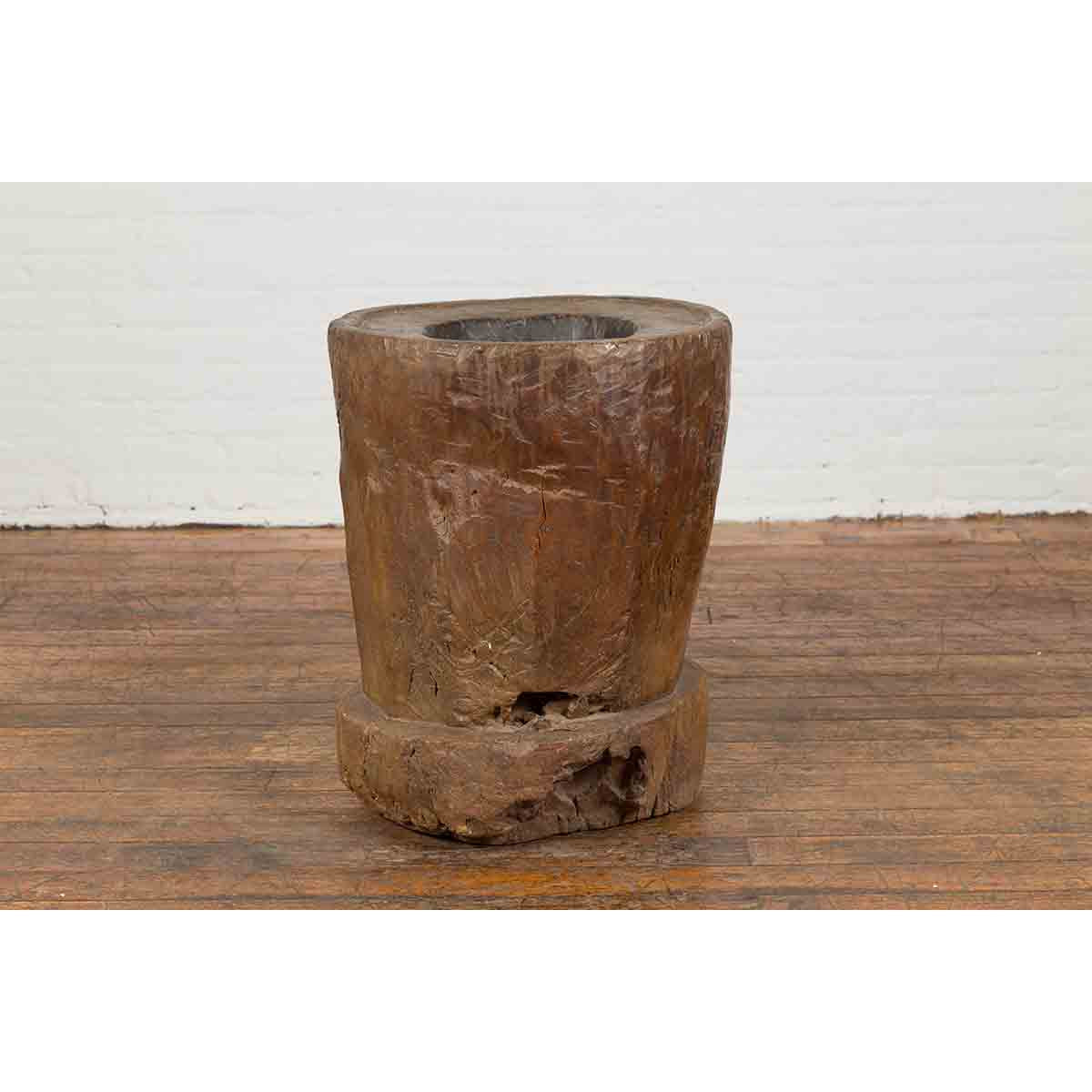Antique Indonesian Rustic Tree Stump Planter with Weathered Appearance-4. Asian & Chinese Furniture, Art, Antiques, Vintage Home Décor for sale at FEA Home
