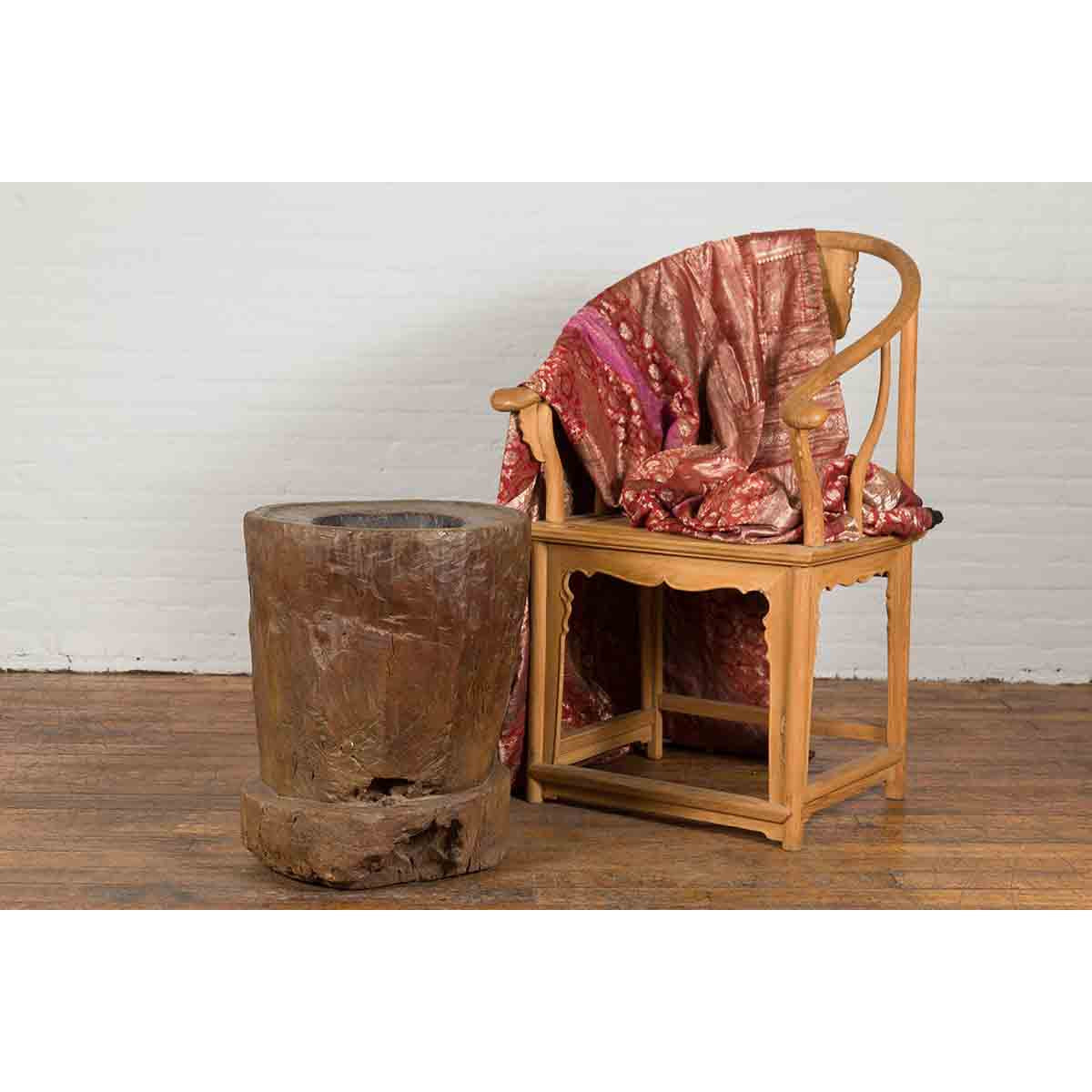 Antique Indonesian Rustic Tree Stump Planter with Weathered Appearance-3. Asian & Chinese Furniture, Art, Antiques, Vintage Home Décor for sale at FEA Home