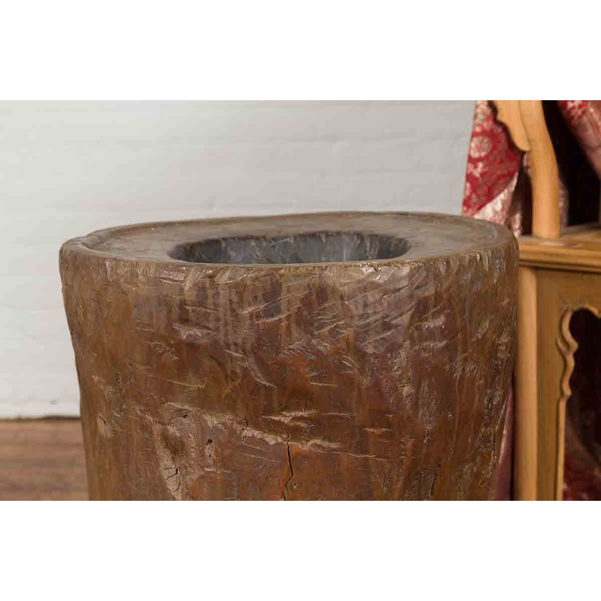 Antique Indonesian Rustic Tree Stump Planter with Weathered Appearance-7. Asian & Chinese Furniture, Art, Antiques, Vintage Home Décor for sale at FEA Home