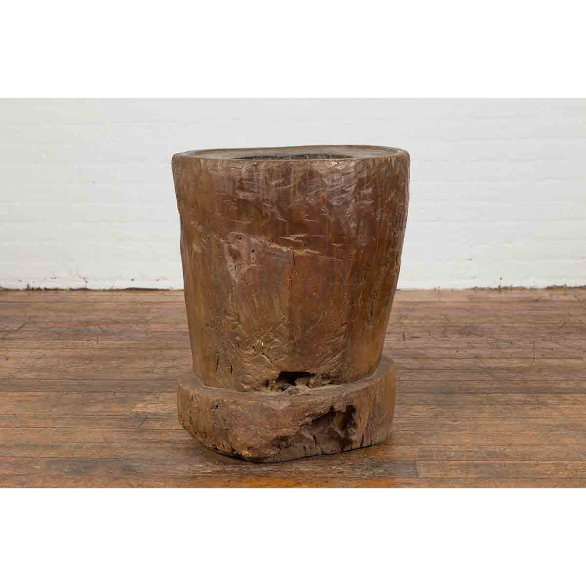 Antique Indonesian Rustic Tree Stump Planter with Weathered Appearance-8. Asian & Chinese Furniture, Art, Antiques, Vintage Home Décor for sale at FEA Home