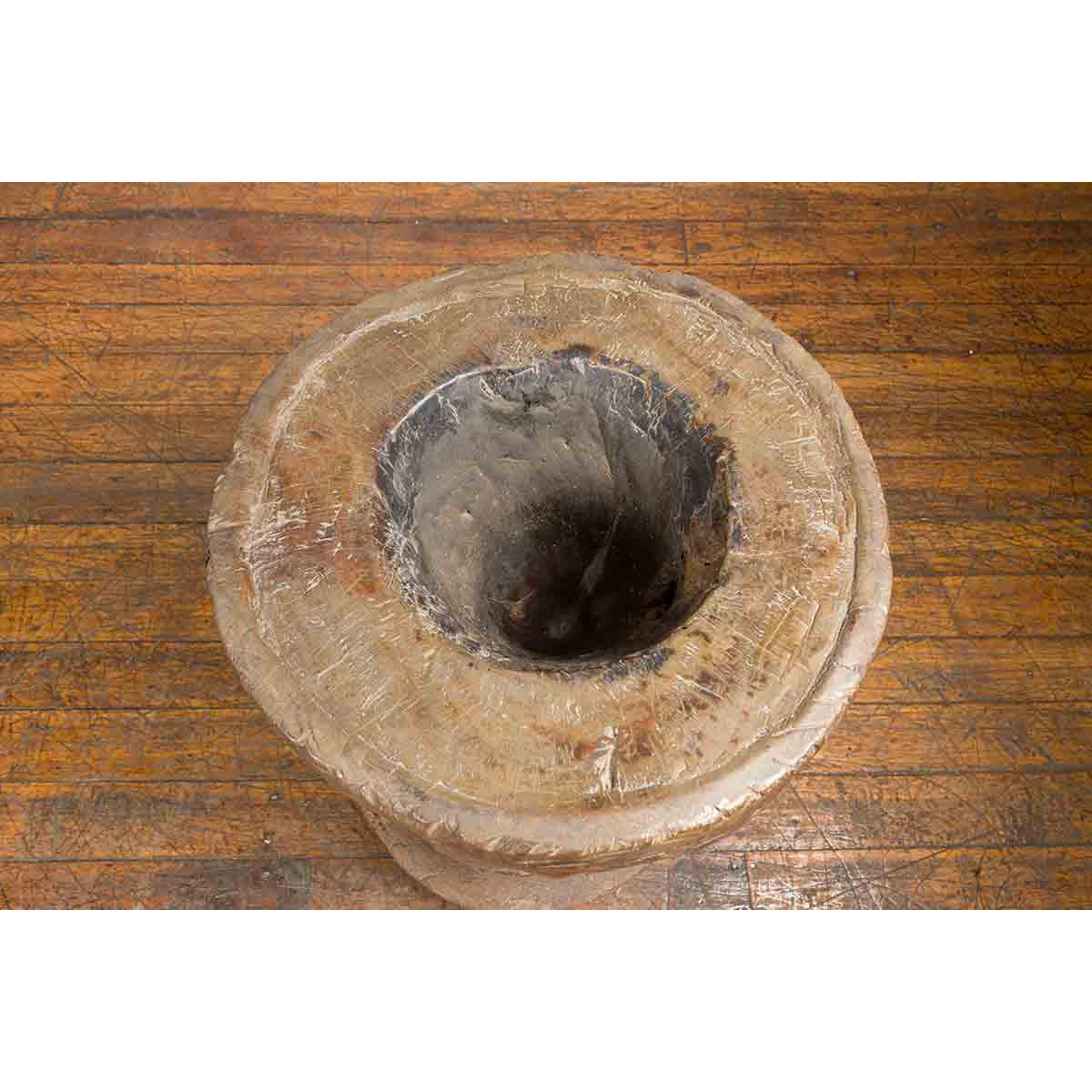 Antique Indonesian Rustic Tree Stump Planter with Weathered Appearance-9. Asian & Chinese Furniture, Art, Antiques, Vintage Home Décor for sale at FEA Home