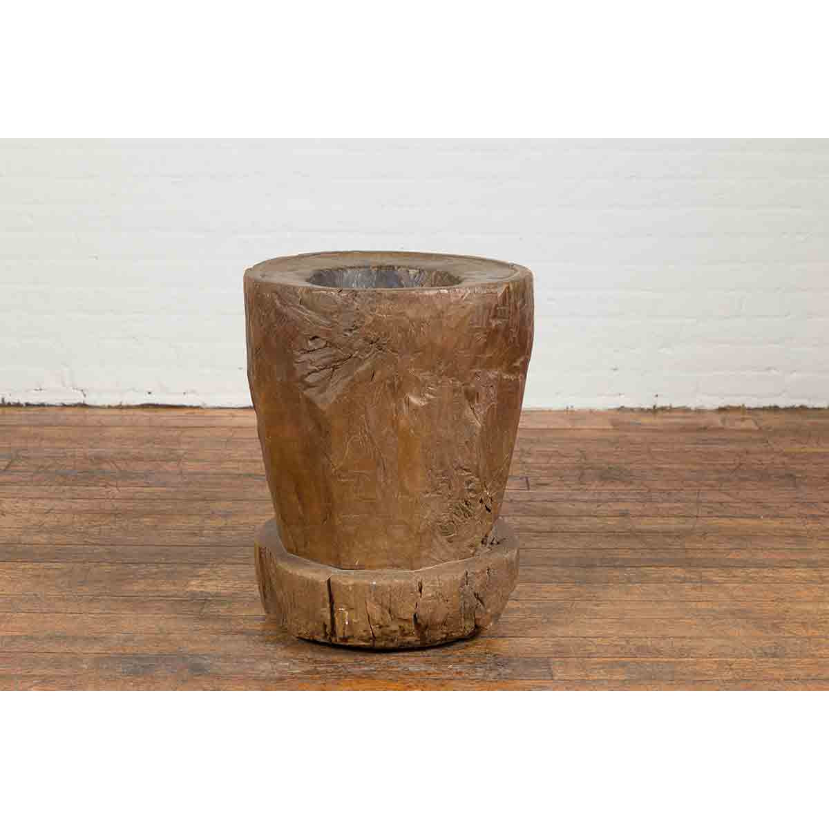 Antique Indonesian Rustic Tree Stump Planter with Weathered Appearance-5. Asian & Chinese Furniture, Art, Antiques, Vintage Home Décor for sale at FEA Home