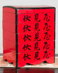 Japanese Taishō Period Red Lacquered Tiered Food Box with Black Calligraphy-2. Asian & Chinese Furniture, Art, Antiques, Vintage Home Décor for sale at FEA Home