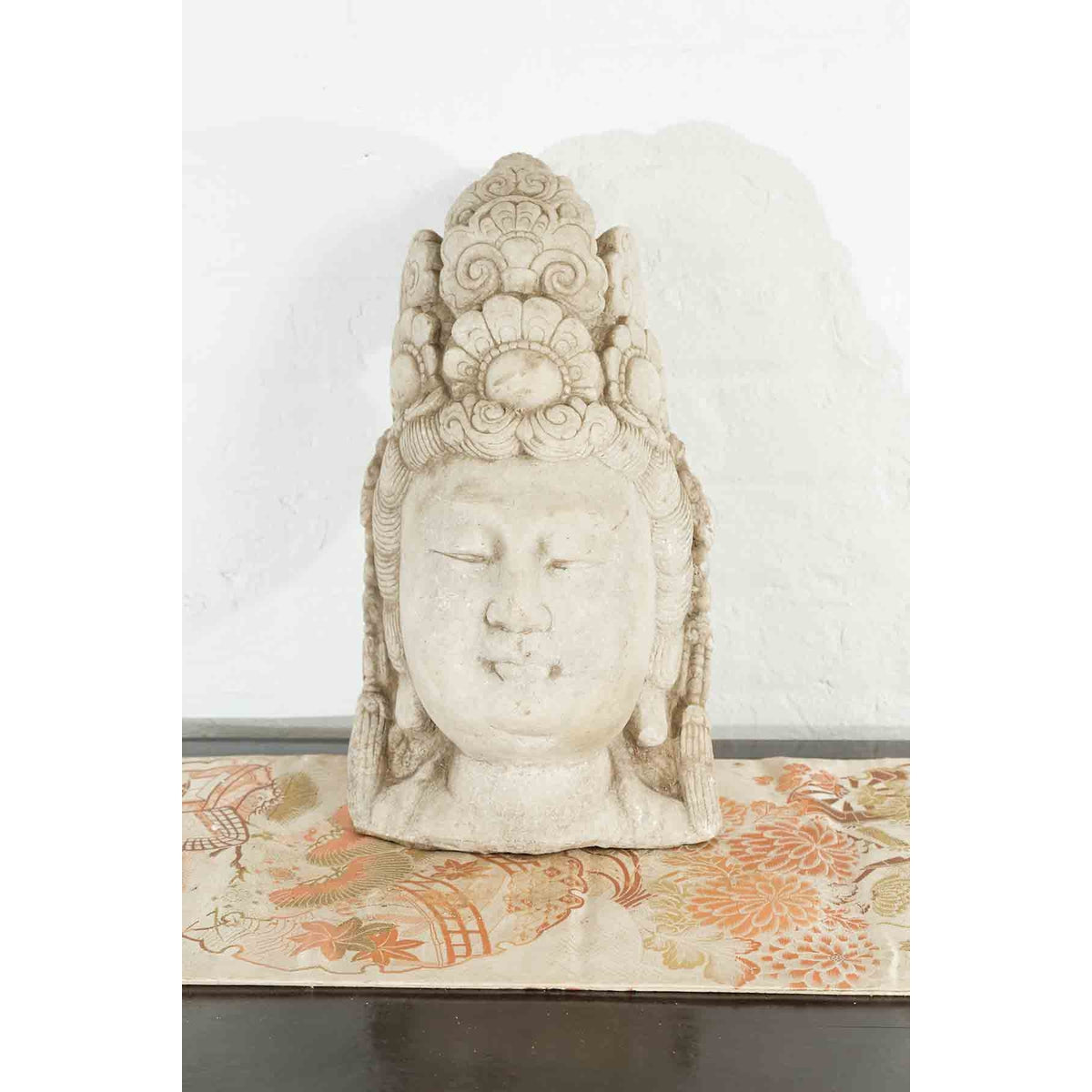 Vintage Chinese Carved Stone Bust of Guanyin the Bodhisattva of Compassion-3. Asian & Chinese Furniture, Art, Antiques, Vintage Home Décor for sale at FEA Home