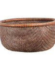 Rustic Chinese Qing Dynasty 19th Century Woven Rattan Round Grain Basket-1. Asian & Chinese Furniture, Art, Antiques, Vintage Home Décor for sale at FEA Home