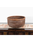 Rustic Chinese Qing Dynasty 19th Century Woven Rattan Round Grain Basket-4. Asian & Chinese Furniture, Art, Antiques, Vintage Home Décor for sale at FEA Home