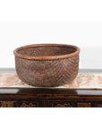 Rustic Chinese Qing Dynasty 19th Century Woven Rattan Round Grain Basket-5. Asian & Chinese Furniture, Art, Antiques, Vintage Home Décor for sale at FEA Home