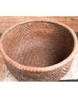 Rustic Chinese Qing Dynasty 19th Century Woven Rattan Round Grain Basket-7. Asian & Chinese Furniture, Art, Antiques, Vintage Home Décor for sale at FEA Home