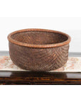Rustic Chinese Qing Dynasty 19th Century Woven Rattan Round Grain Basket-8. Asian & Chinese Furniture, Art, Antiques, Vintage Home Décor for sale at FEA Home