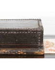 Indian 19th Century Black Box with Iron Nailheads, Braces and Rustic Patina-6. Asian & Chinese Furniture, Art, Antiques, Vintage Home Décor for sale at FEA Home