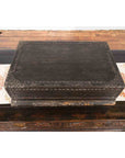 Indian 19th Century Black Box with Iron Nailheads, Braces and Rustic Patina-8. Asian & Chinese Furniture, Art, Antiques, Vintage Home Décor for sale at FEA Home