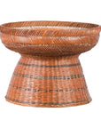 Thai Vintage Woven Rattan Fruit Market Basket with Pedestal Tapering Base-1. Asian & Chinese Furniture, Art, Antiques, Vintage Home Décor for sale at FEA Home