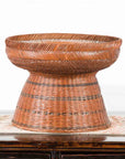 Thai Vintage Woven Rattan Fruit Market Basket with Pedestal Tapering Base-2. Asian & Chinese Furniture, Art, Antiques, Vintage Home Décor for sale at FEA Home