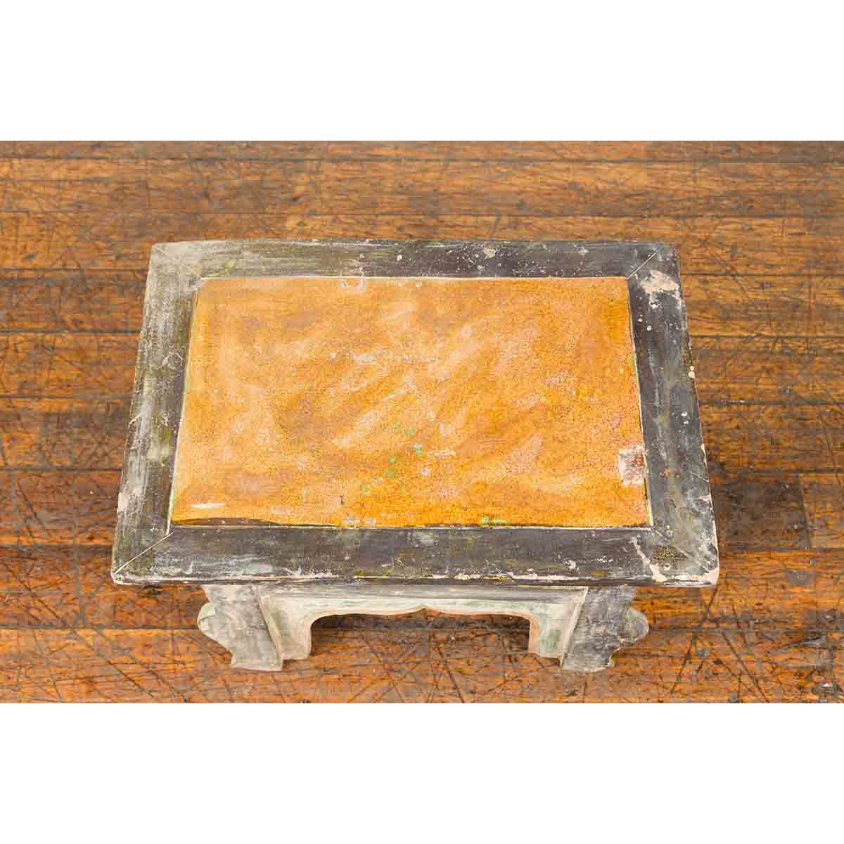 Petite Ming Dynasty Glazed Pedestal with Polychrome Finish-8. Asian & Chinese Furniture, Art, Antiques, Vintage Home Décor for sale at FEA Home