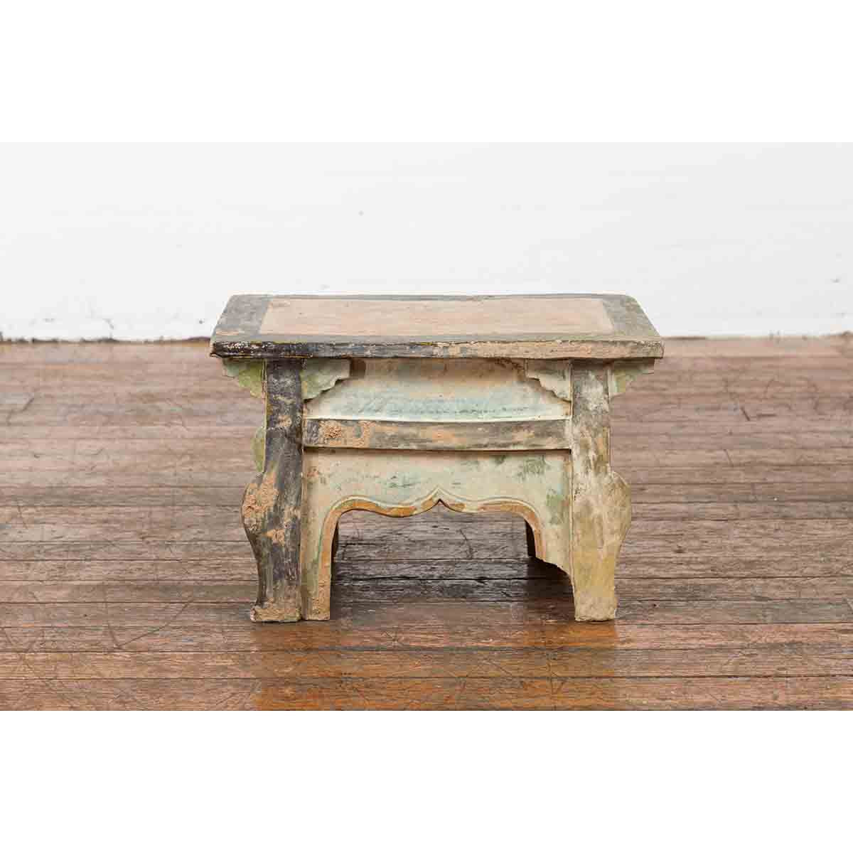 Petite Ming Dynasty Glazed Pedestal with Polychrome Finish-11. Asian & Chinese Furniture, Art, Antiques, Vintage Home Décor for sale at FEA Home