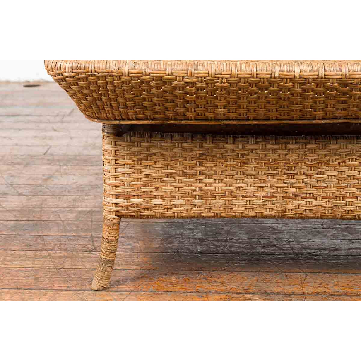 Vintage Burmese Rattan and Bamboo Coffee Table with Tray Top-7. Asian & Chinese Furniture, Art, Antiques, Vintage Home Décor for sale at FEA Home