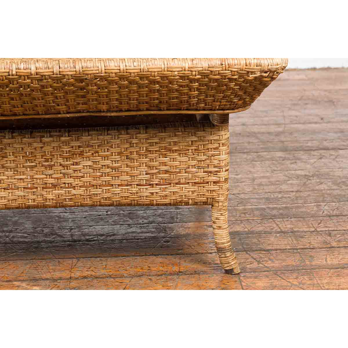Vintage Burmese Rattan and Bamboo Coffee Table with Tray Top-9. Asian & Chinese Furniture, Art, Antiques, Vintage Home Décor for sale at FEA Home