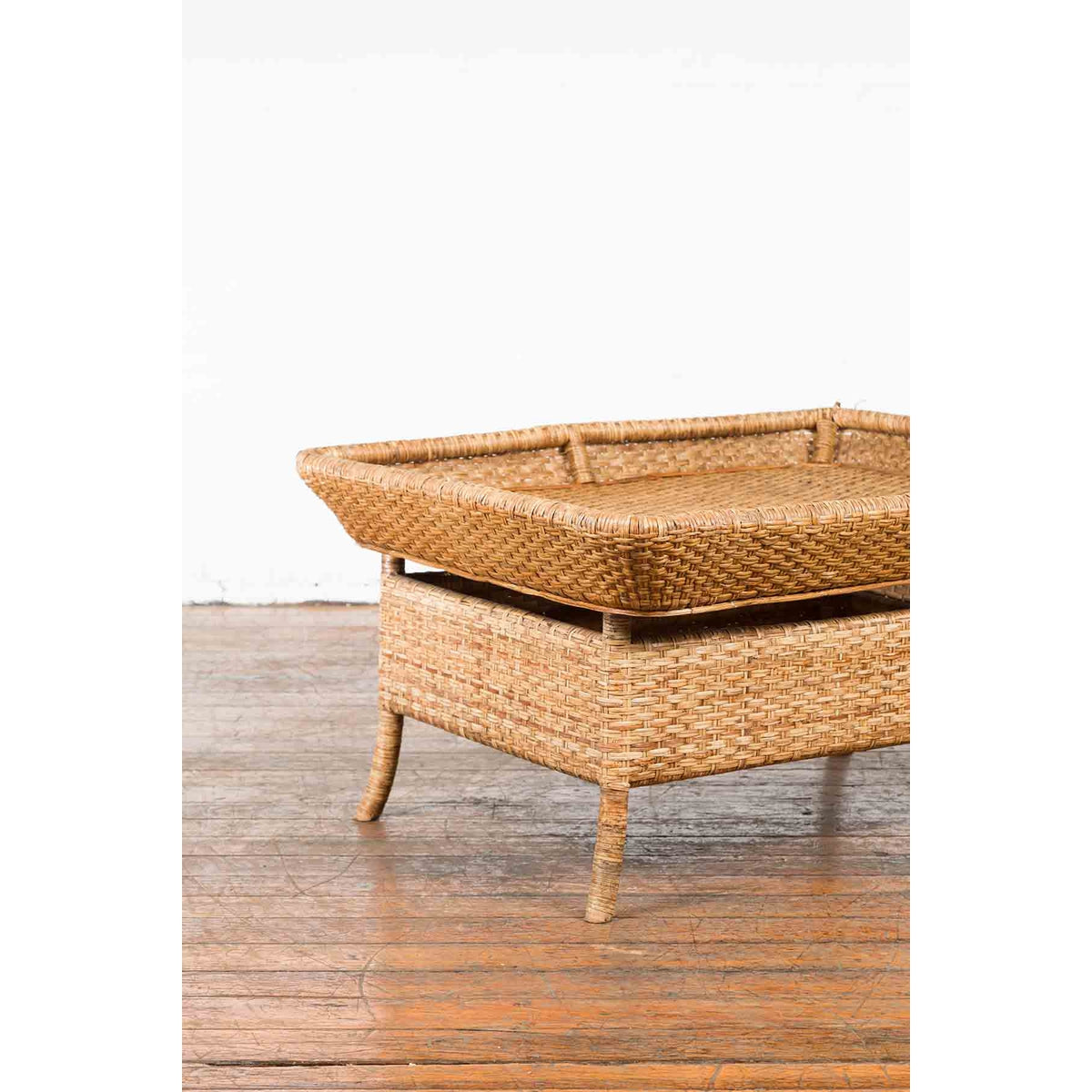 Vintage Burmese Rattan and Bamboo Coffee Table with Tray Top-10. Asian & Chinese Furniture, Art, Antiques, Vintage Home Décor for sale at FEA Home